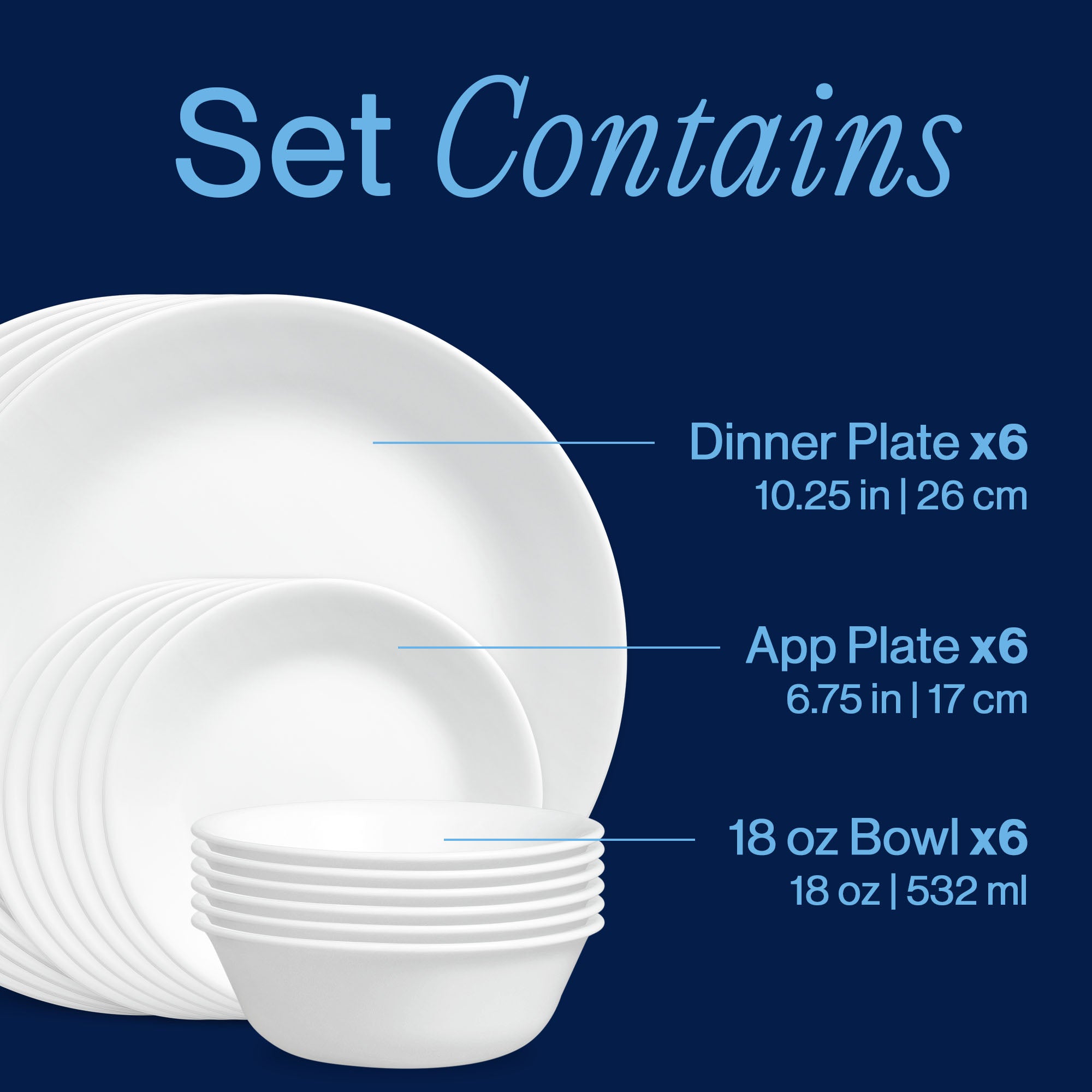 Corelle® Winter Frost White Dinnerware Set – Service for 8 + Meal Bowls - Image 4