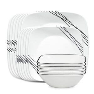 Corelle® Square Simple Sketch 18-piece Dinnerware Set. Service for 6