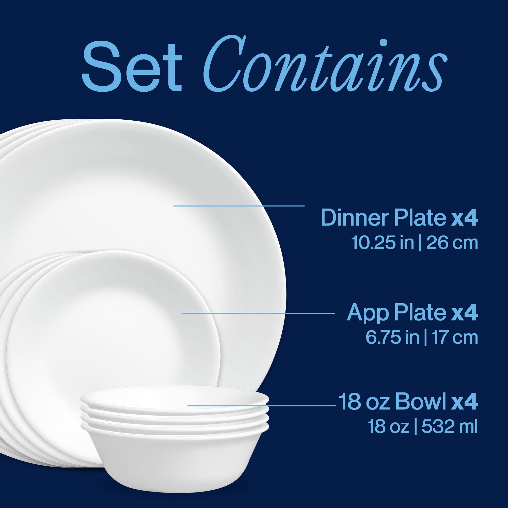 Corelle® Winter Frost White 12-piece Dinnerware Set. Service for 4 - Image 3