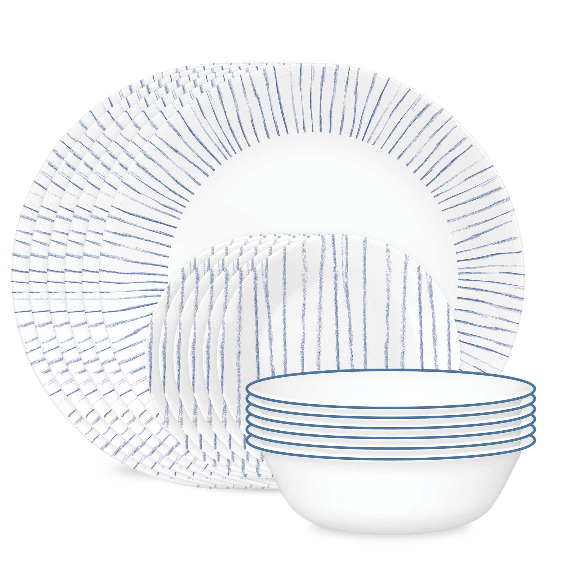 Corelle® Nautical Stripes 18-piece Dinnerware Set. Service for 6