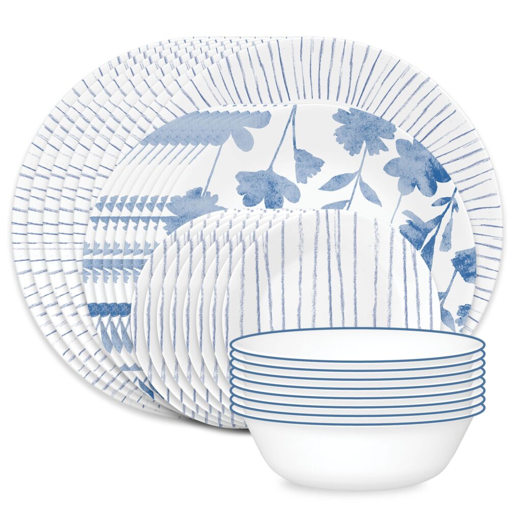 Corelle® Botanical Stripes 32-piece Dinnerware Set. Service for 8