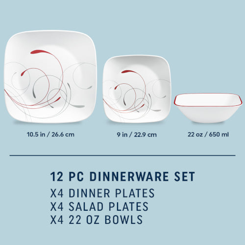 Corelle® Square Splendor 12-piece Dinnerware Set. Service for 4 - Image 2