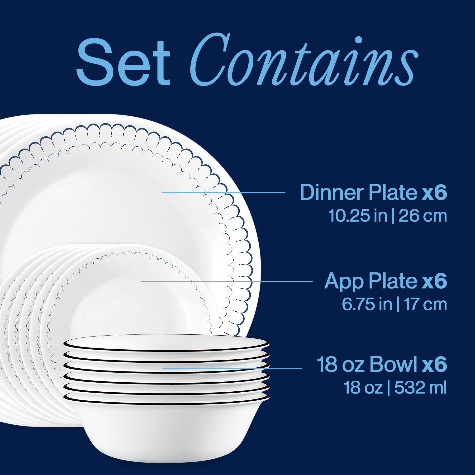 Corelle® Caspian Lace 18-piece Dinnerware Set. Service for 6 - Image 3