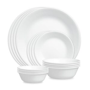 Corelle® Winter Frost White 16-piece Mugless Dinnerware Set. Service for 4