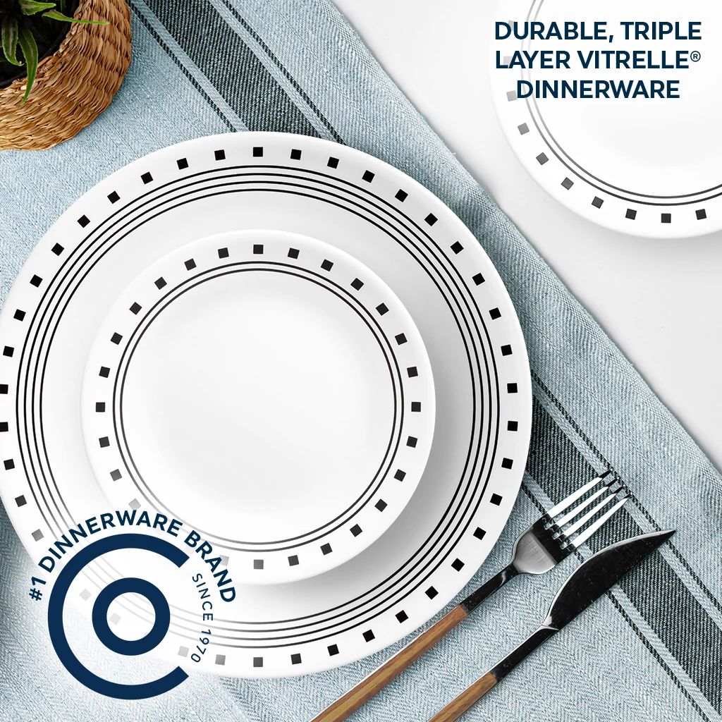 Corelle® City Block 18-piece Mugless Dinnerware Set. Service for 6 - Image 2
