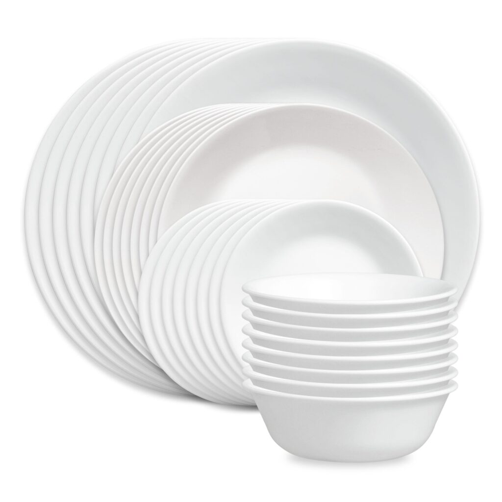 Corelle® Shimmering White 32-piece Dinnerware Set. Service for 8