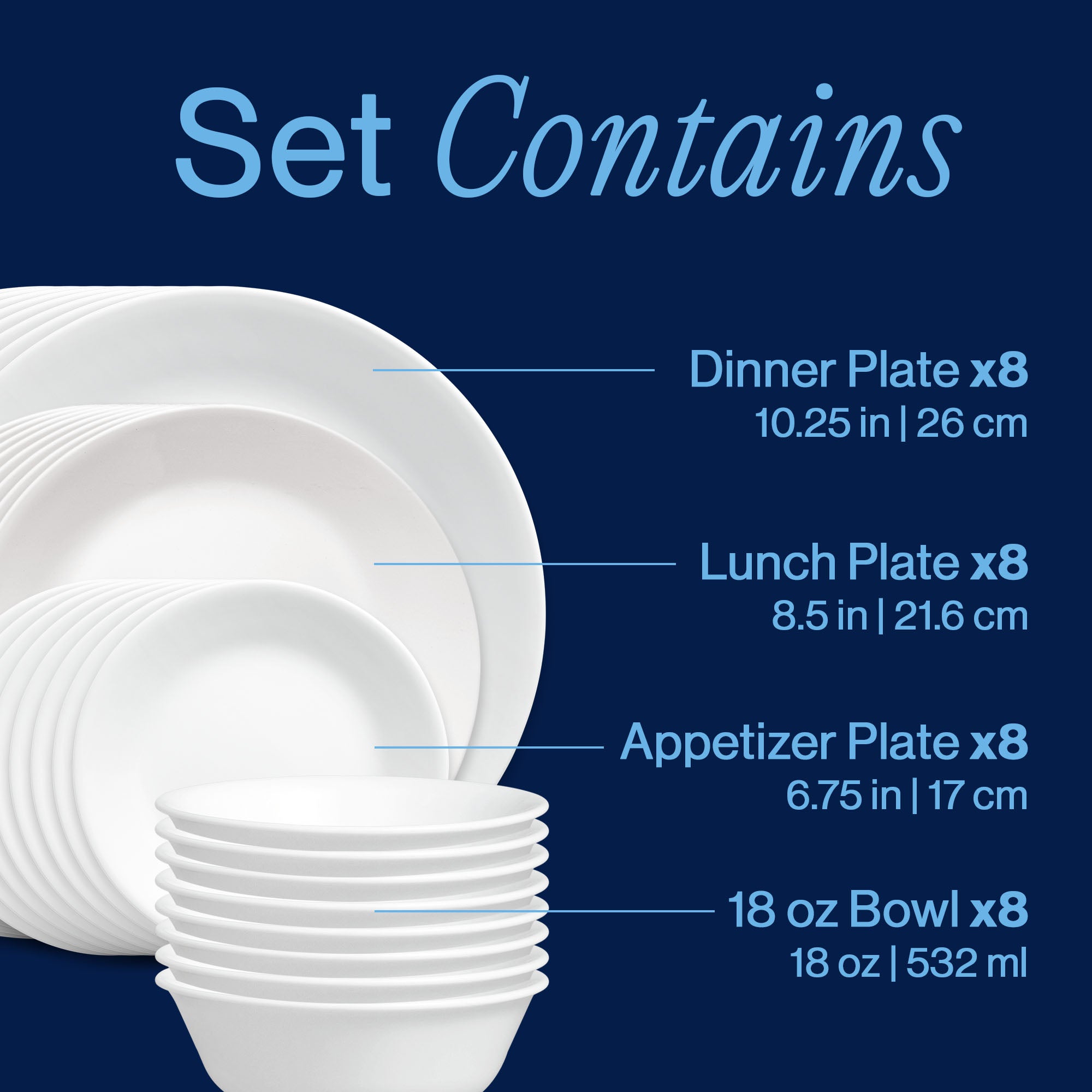Corelle® Shimmering White 32-piece Dinnerware Set. Service for 8 - Image 3