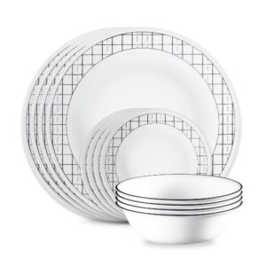 Corelle® Delicate Grid 12-piece Dinnerware Set. Service for 4