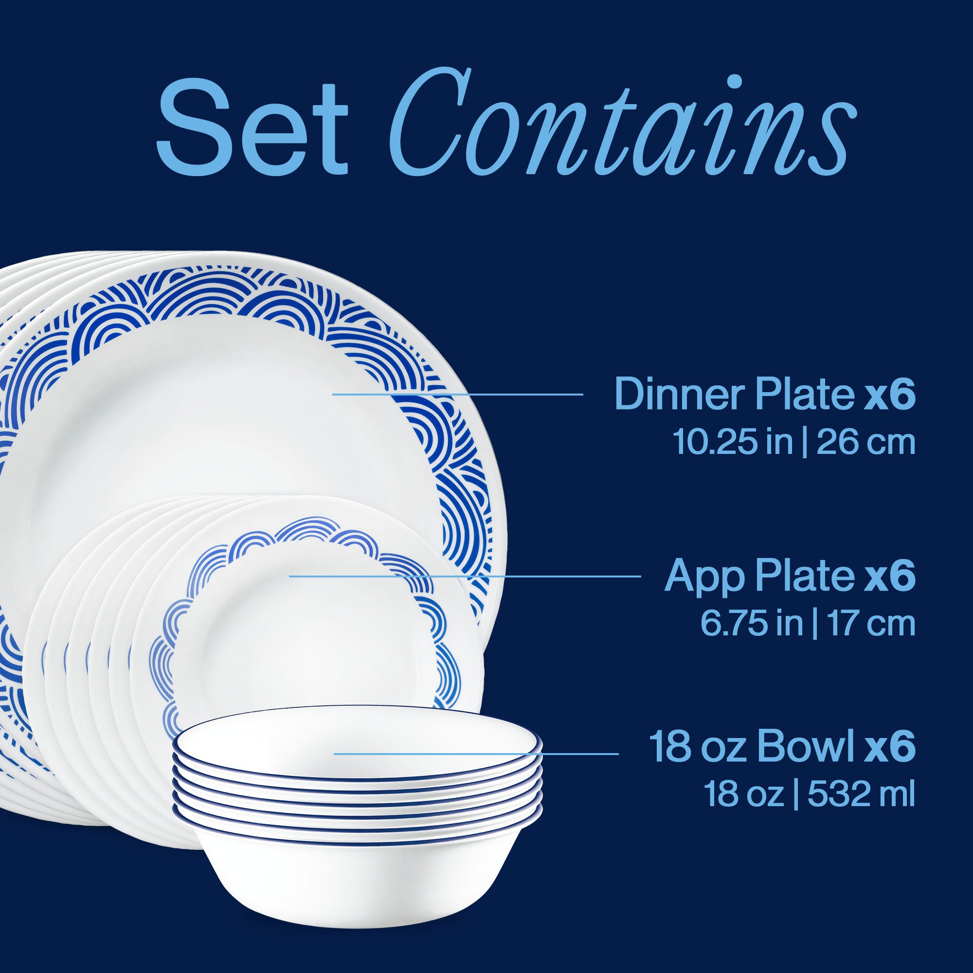 Corelle® Rolling Waves 18-piece Dinnerware Set. Service for 6 - Image 3