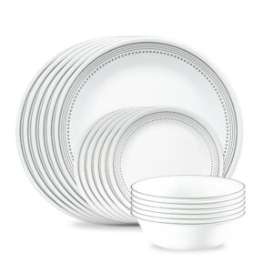 Corelle® Mystic Gray 18-piece Mugless Dinnerware Set. Service for 6