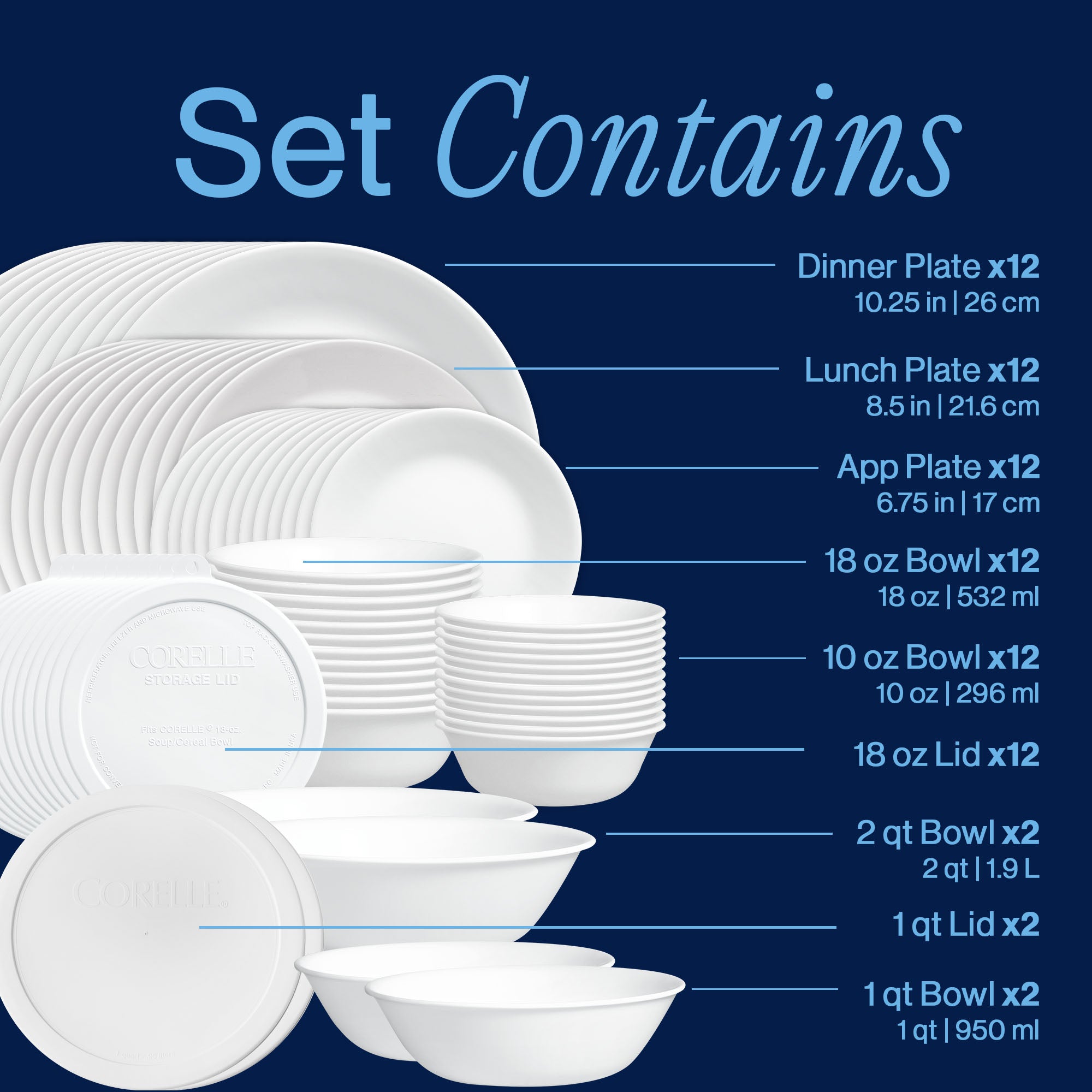 Corelle® Winter Frost White Dinnerware Set – Service for 12 + Serving Platter - Image 4