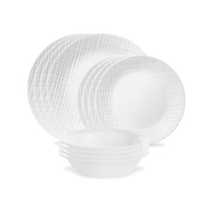 Corelle® Linen Weave 12-piece Dinnerware Set. Service for 4