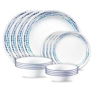 Corelle® Ocean Blues 16-piece Mugless Dinnerware Set. Service for 4