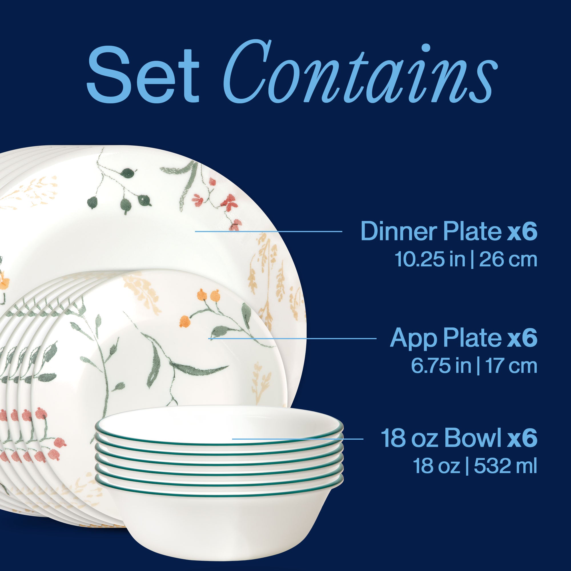 Corelle® Wildflower Scatter 18-piece Dinnerware Set. Service for 6 - Image 3