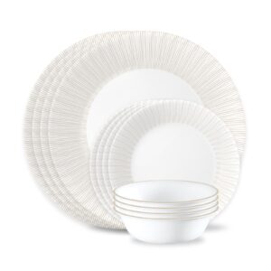 Corelle® Hushed Lines 12-piece Dinnerware Set. Service for 4