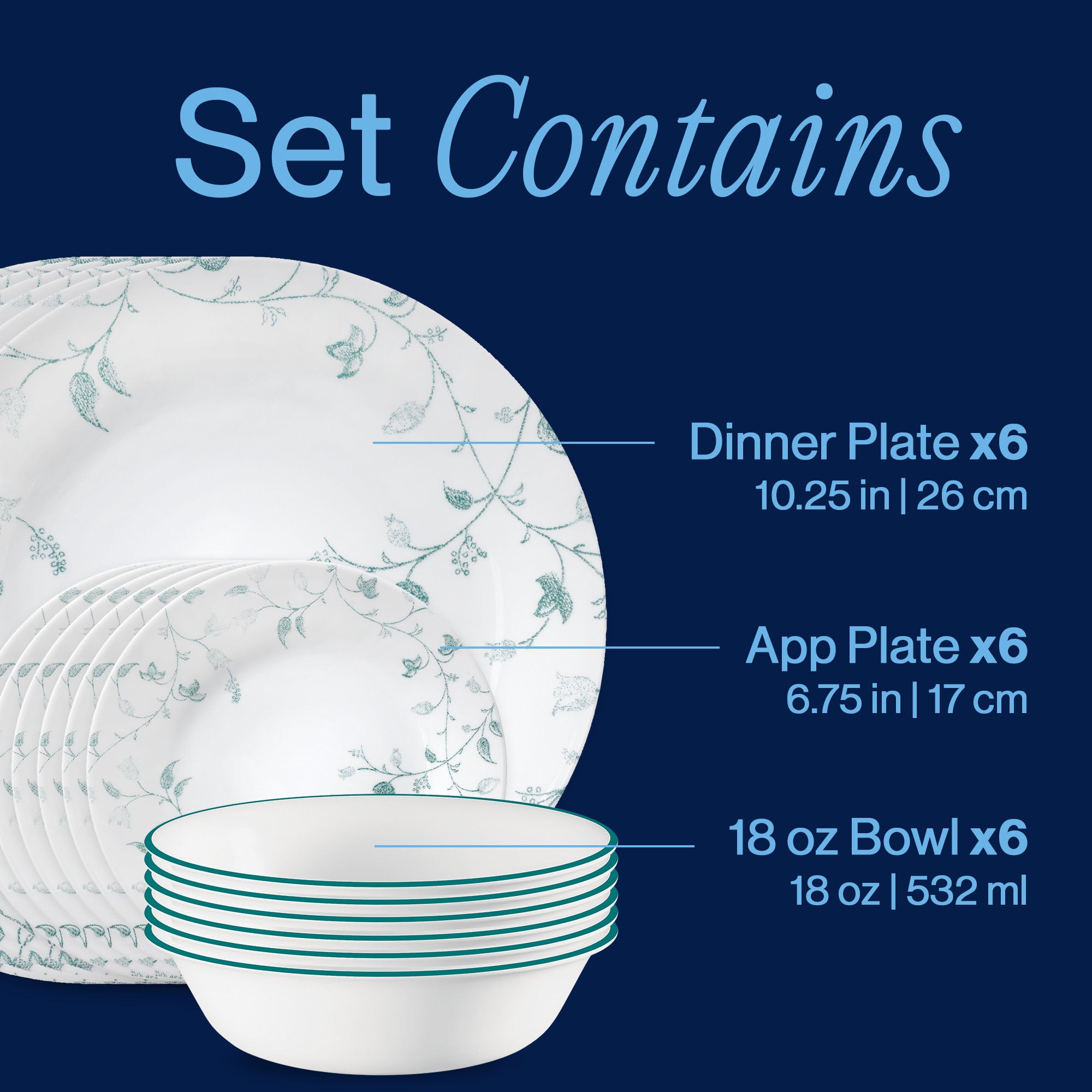 Corelle® Chambord 18-piece Dinnerware Set. Service for 6 - Image 3