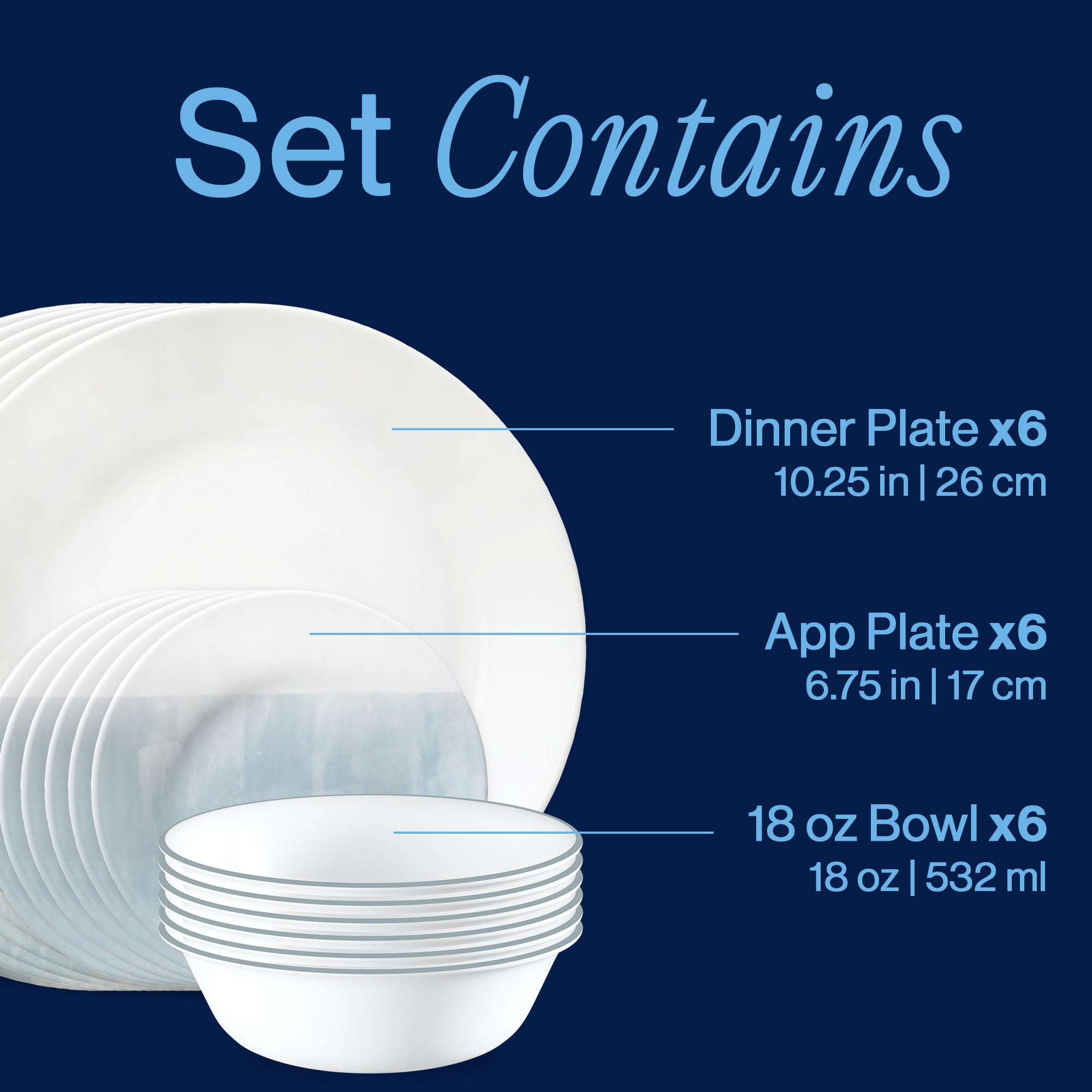 Corelle® Foggy Seas 18-piece Dinnerware Set. Service for 6 - Image 3