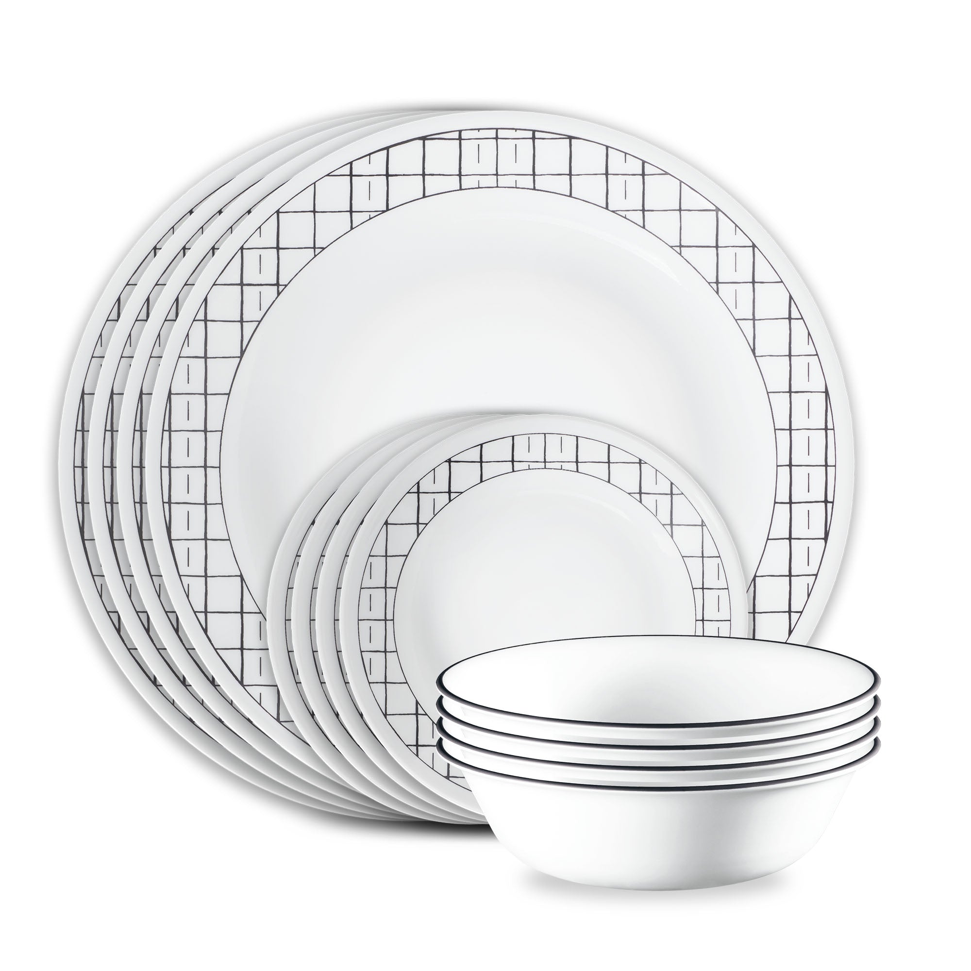 Corelle® Delicate Grid 18-piece Dinnerware Set. Service for 6